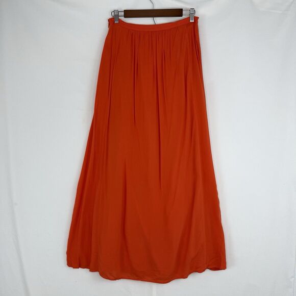 Ann Taylor Loft Pleated Long Maxi Skirt Orange Size 4 Lined - Picture 16 of 16